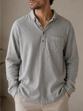 chubbies Men's Long-Sleeve button down in Heather Gray